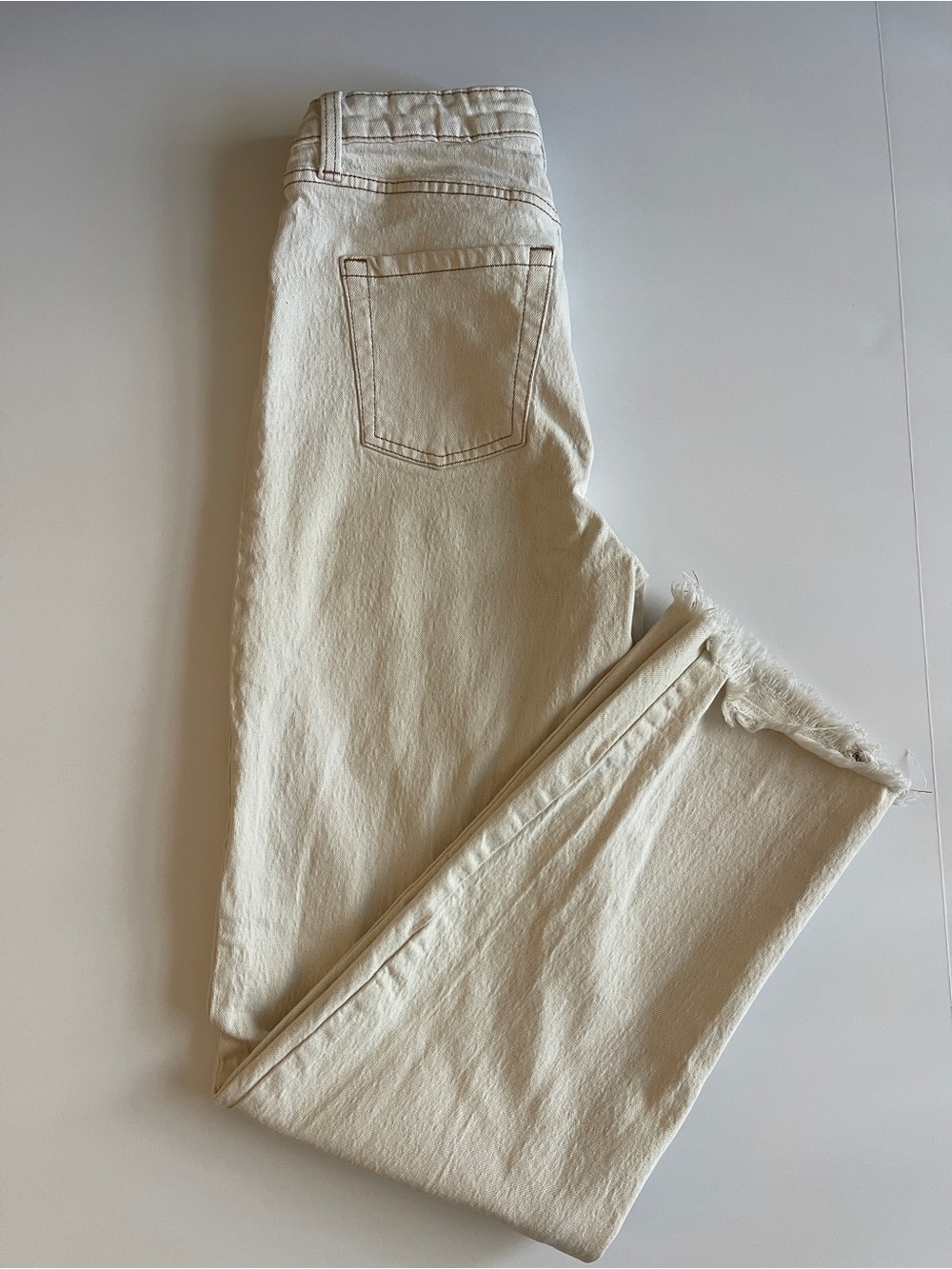 wild fable Cream Raw-Hem Cropped Straight Jeans